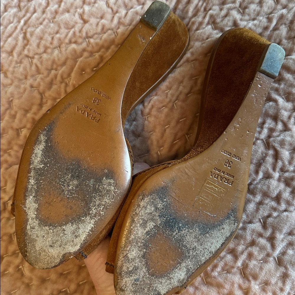Prada Brown Suede Mules - Picture 4 of 5